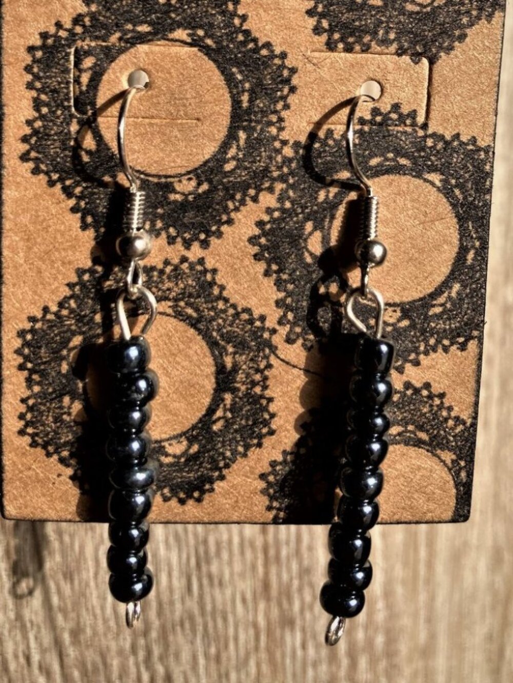Handmade Black Bead Earrings